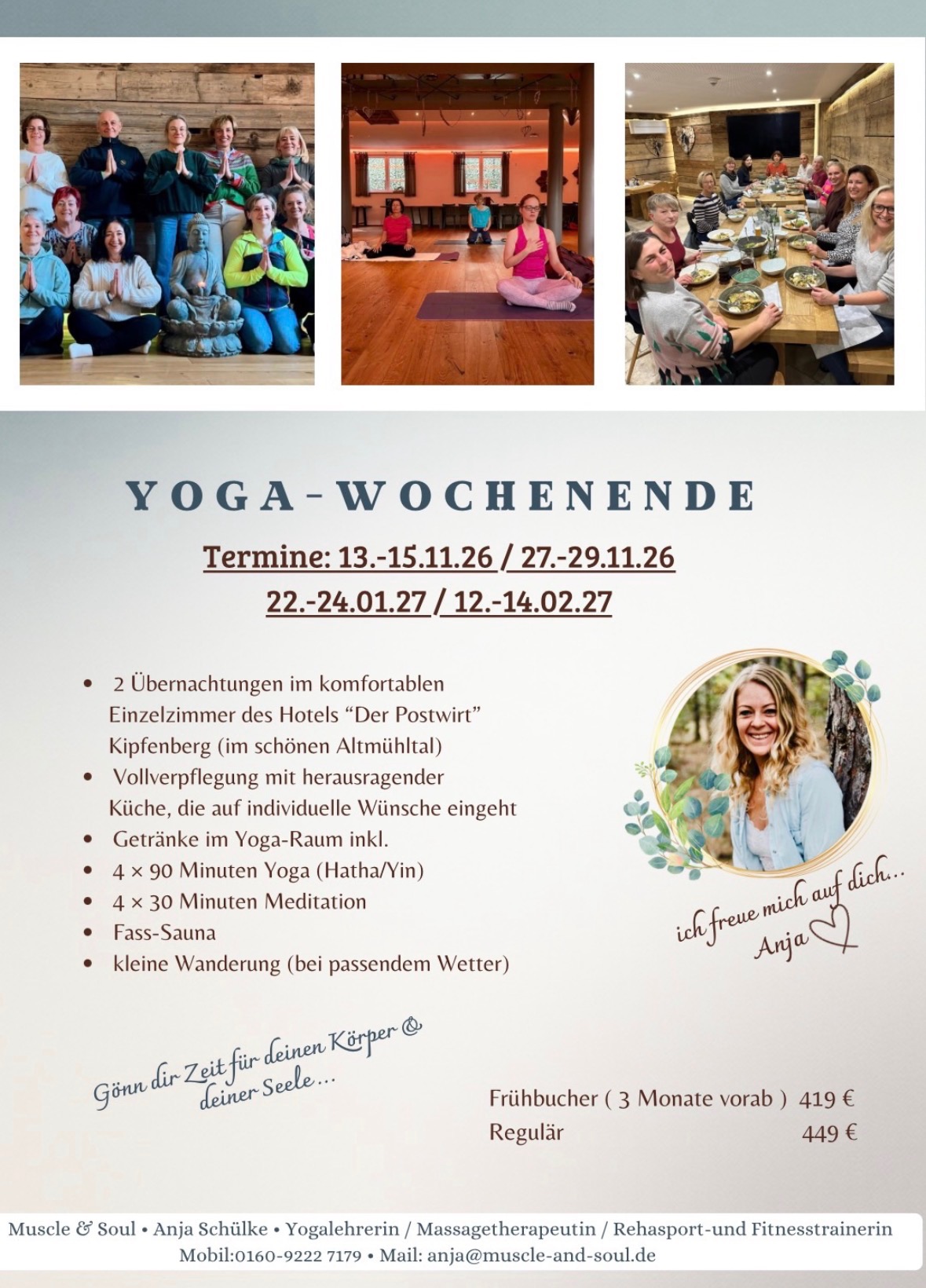 Flyer zum Yoga-Wochenende im Altmühltal